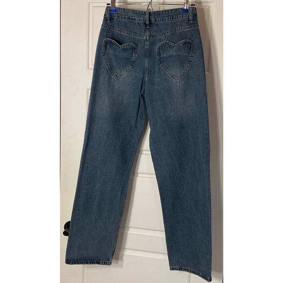 Angel Kiss Wide Leg High Waist Jean With Heart Pockets 1/25 - Picture 3 of 8